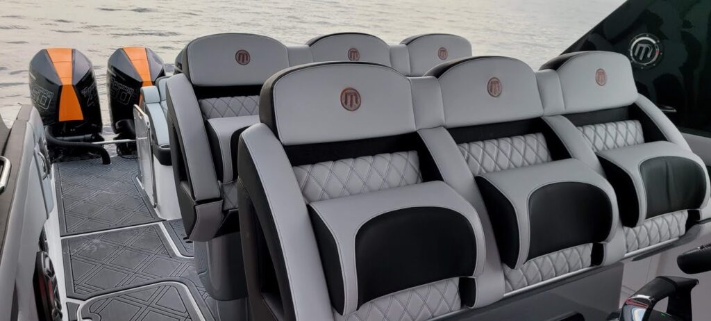 2022 Mystic Powerboats M4200 with quad Mercury Racing 450R engines at Lake of the Ozarks