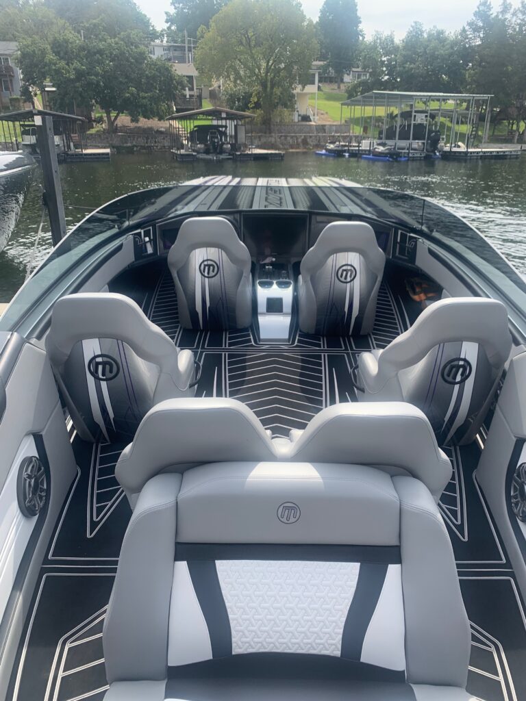 2025 Mystic Powerboats C4000 Gen2 full carbon catamaran with twin Mercury Racing 500R engines at Lake of the Ozarks