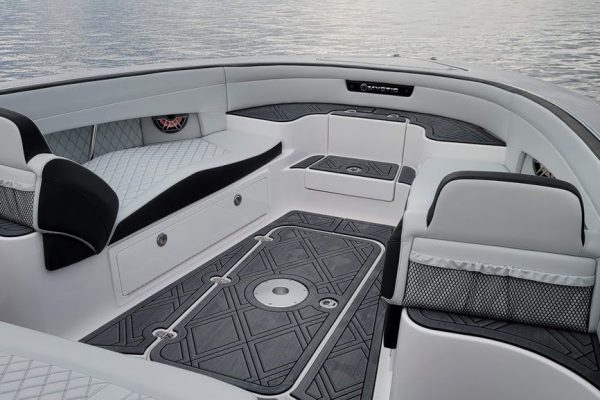 2022 Mystic Powerboats M4200 with quad Mercury Racing 450R engines at Lake of the Ozarks