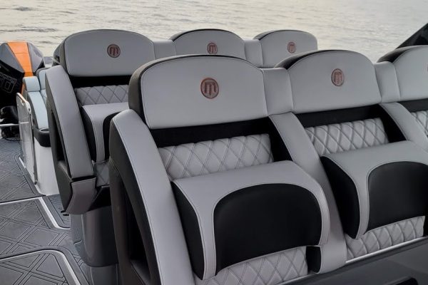 2022 Mystic Powerboats M4200 with quad Mercury Racing 450R engines at Lake of the Ozarks