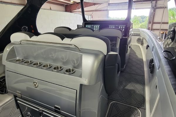 2022 Mystic Powerboats M4200 with quad Mercury Racing 450R engines at Lake of the Ozarks