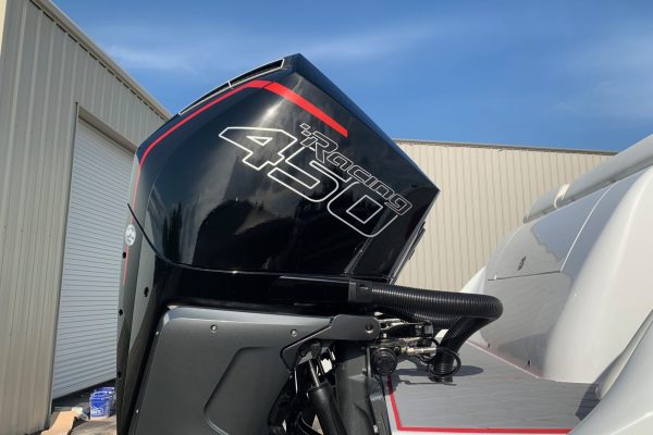 Available for Purchase 129 2022 Mystic Powerboats M4200 with triple Mercury Racing 450R engines