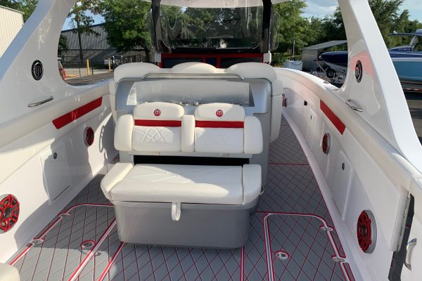 Available for Purchase 130 2022 Mystic Powerboats M4200 with triple Mercury Racing 450R engines