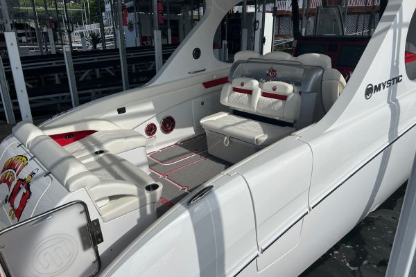 Available for Purchase 133 2022 Mystic Powerboats M4200 with triple Mercury Racing 450R engines